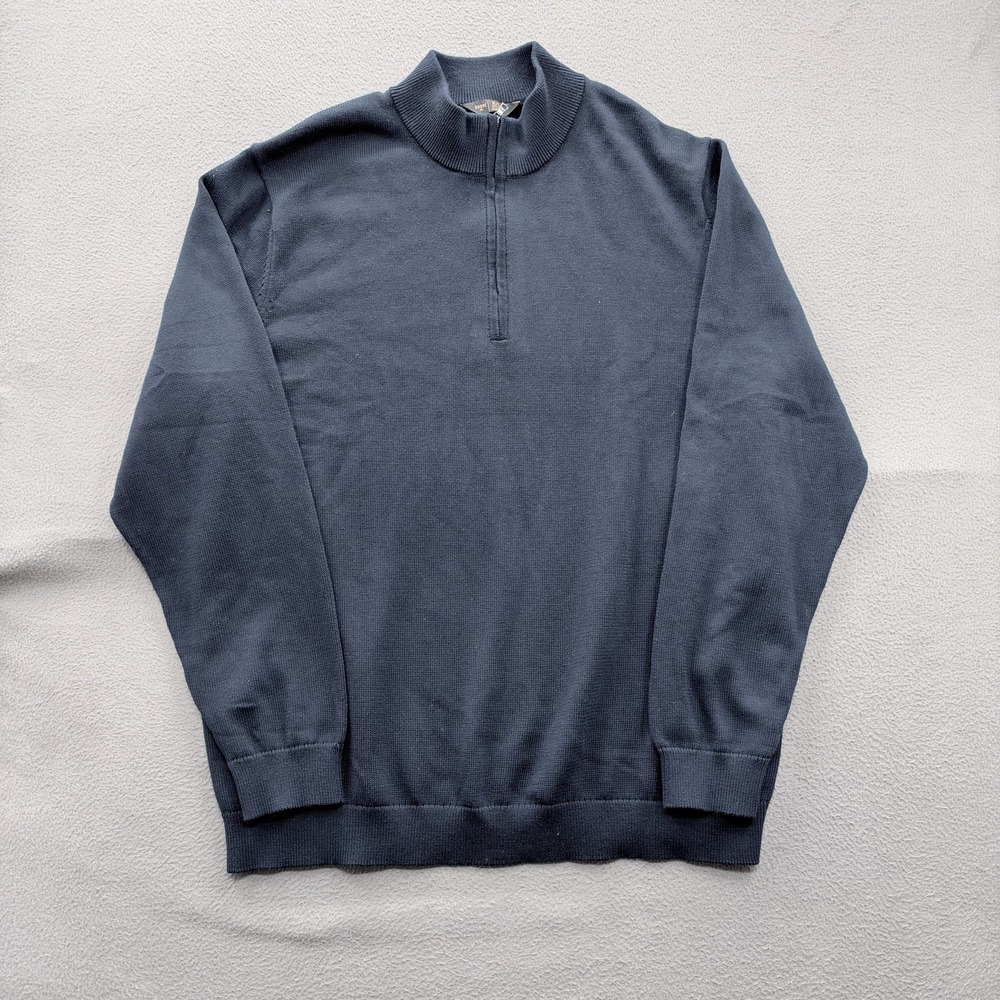 Rhone Sweater Mens XL Blue Commuter 1/4 Zip Mock Neck Knit Performance Pullover